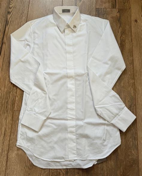 Shirt with Embroidered Bee Jewel White Cotton Poplin 